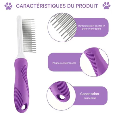Petopia Brosse pour Chien et Chat à Poil Long