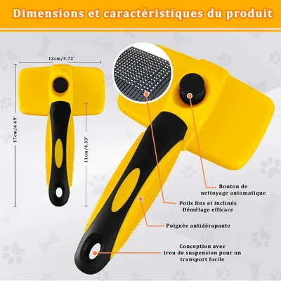 UAMLY Brosse autonettoyante pour animaux de compagnie