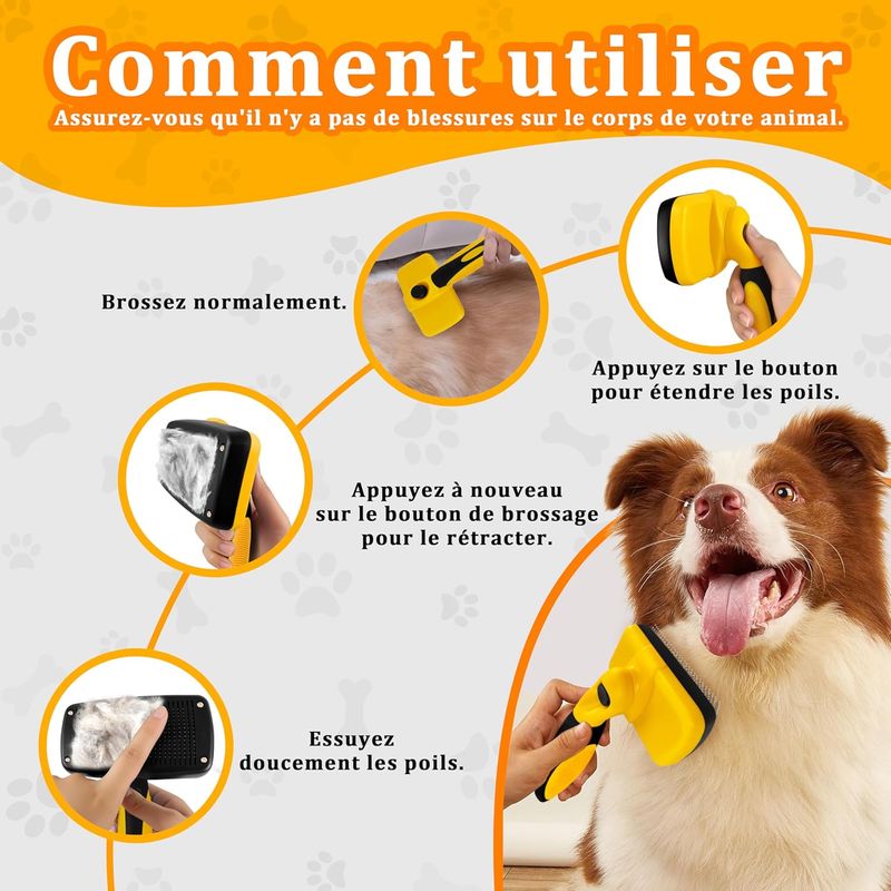 UAMLY Brosse autonettoyante pour animaux de compagnie