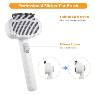 UAMLY Brosse démêlante autonettoyante 2 en 1 pour animaux de compagnie