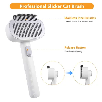 UAMLY Brosse démêlante autonettoyante 2 en 1 pour animaux de compagnie