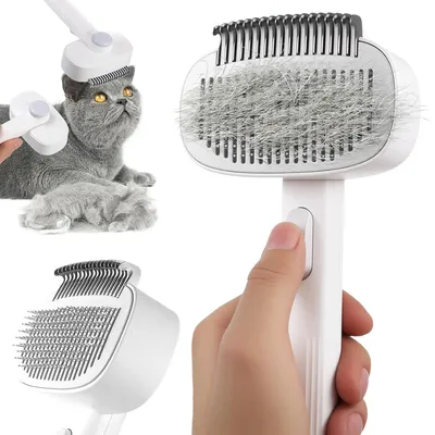 UAMLY Brosse démêlante autonettoyante 2 en 1 pour animaux de compagnie