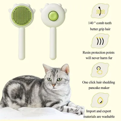 UAMLY Brosse pour chat anti-perte de poils, brosse autonettoyante