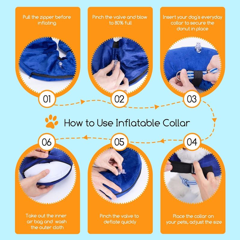 Collier de protection gonflable pour chien, réglable