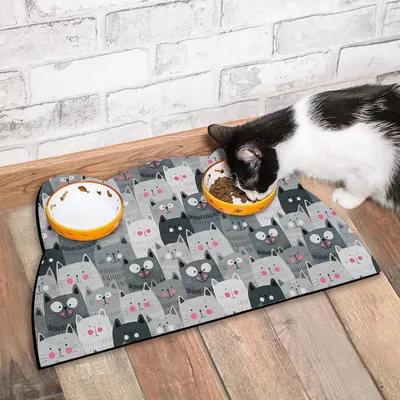UAMLY Tapis pour bols de nourriture et d'eau pour chats(A)
