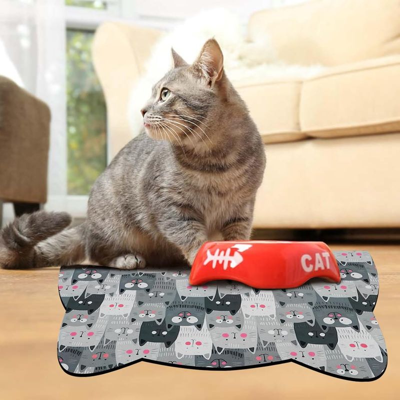UAMLY Tapis pour bols de nourriture et d'eau pour chats(A)