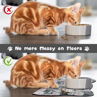 UAMLY Tapis pour bols de nourriture et d'eau pour chats(A)