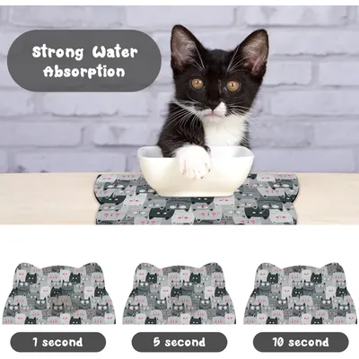 UAMLY Tapis pour bols de nourriture et d'eau pour chats(A)