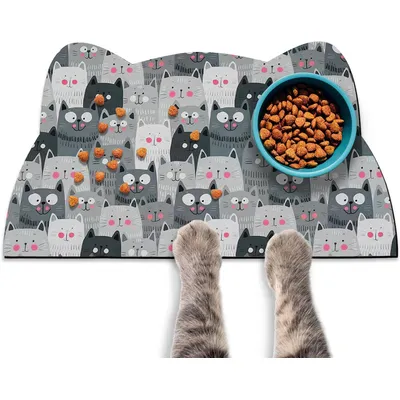 UAMLY Tapis pour bols de nourriture et d'eau pour chats(A)