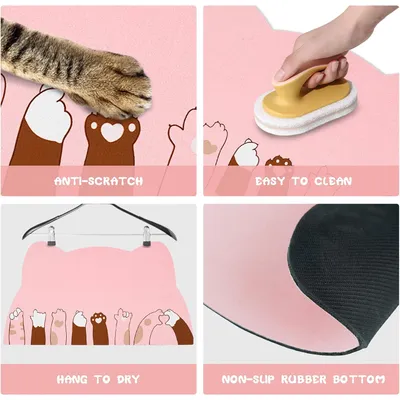 UAMLY Tapis pour bols de nourriture et d'eau pour chats(C)