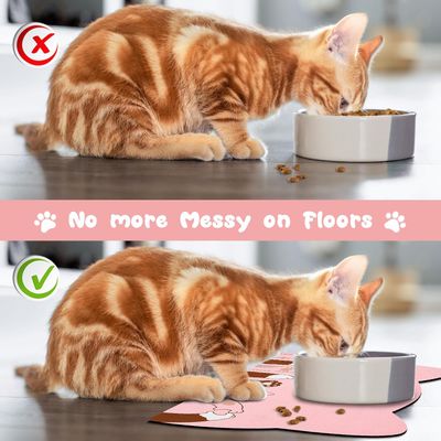 UAMLY Alfombrilla para comederos y bebederos de gato (C)