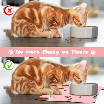 UAMLY Tapis pour bols de nourriture et d'eau pour chats(C)