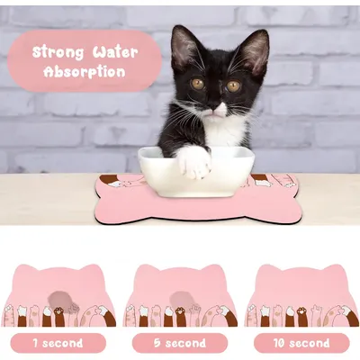 UAMLY Tapis pour bols de nourriture et d'eau pour chats(C)