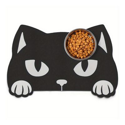 UAMLY Tapis d'alimentation pour animaux de compagnie, Chat noir