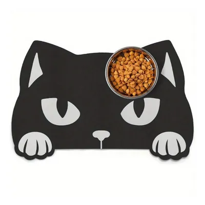 UAMLY Alfombrilla para comederos de mascotas, gato negro
