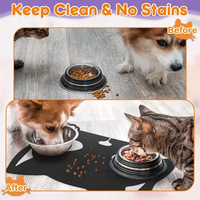 UAMLY Tapis d'alimentation pour animaux de compagnie, Chat noir