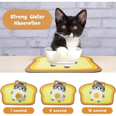UAMLY Tapis pour bols de nourriture et d'eau pour chats(B)