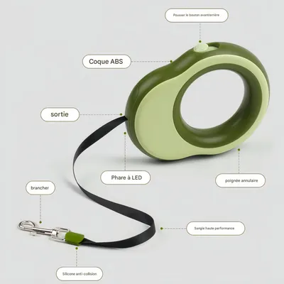 FurryFusion Laisse rétractable automatique pour chien