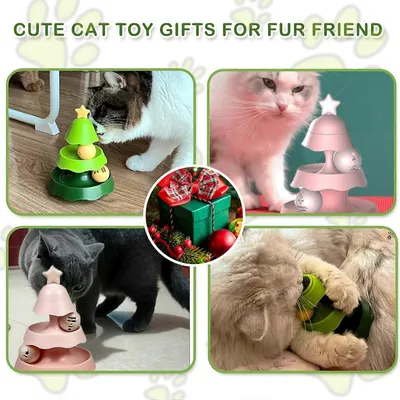 UAMLY Jouets pour chats à roulettes à 2 niveaux avec herbe à chat