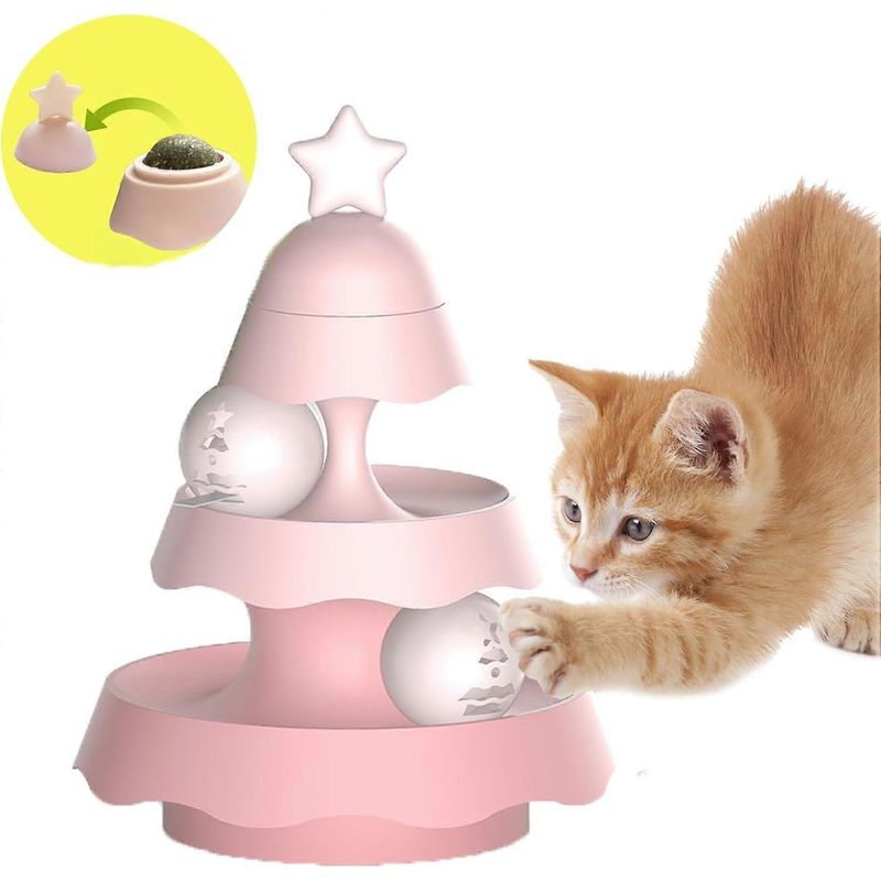UAMLY Jouets pour chats à roulettes à 2 niveaux avec herbe à chat