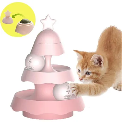 UAMLY Jouets pour chats à roulettes à 2 niveaux avec herbe à chat