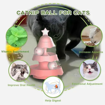 UAMLY Juguetes rodantes para gatos de 2 niveles con hierba gatera