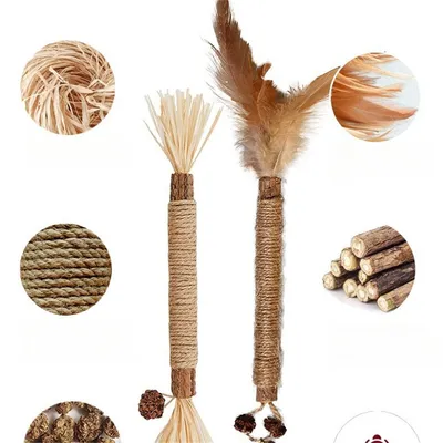 IntiMeg 2 juguetes de madera para gatos