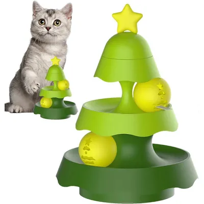 UAMLY Jouets pour chats à roulettes à 2 niveaux avec herbe à chat