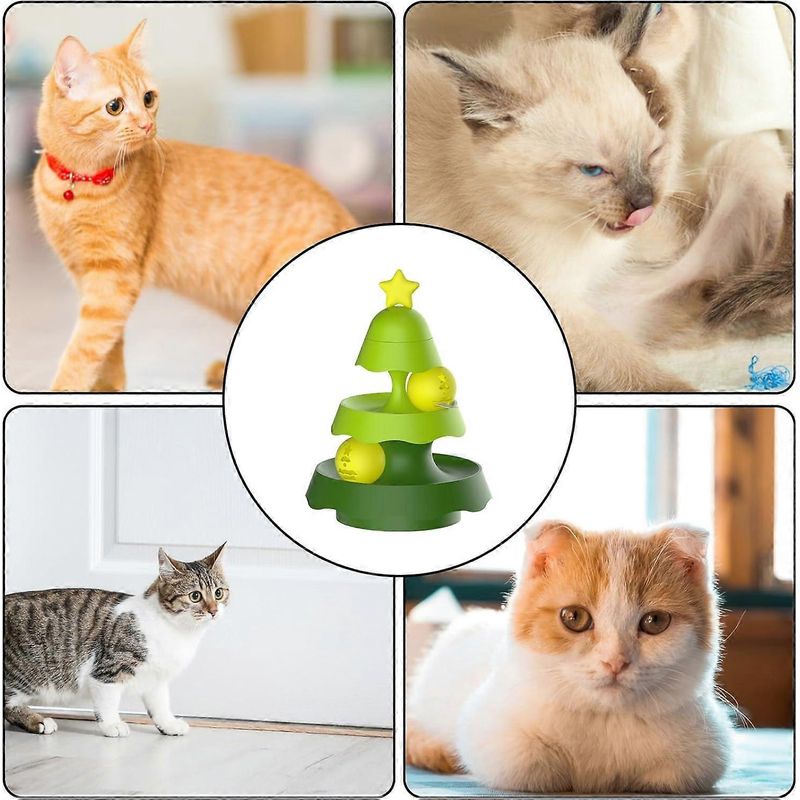 UAMLY Jouets pour chats à roulettes à 2 niveaux avec herbe à chat