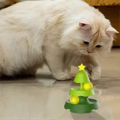 UAMLY Jouets pour chats à roulettes à 2 niveaux avec herbe à chat