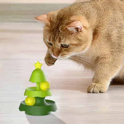 UAMLY Juguetes rodantes para gatos de 2 niveles con hierba gatera