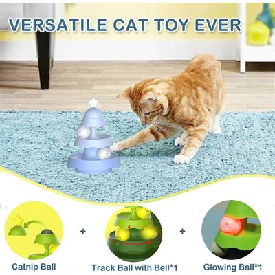 UAMLY Jouets pour chats à roulettes à 2 niveaux avec herbe à chat