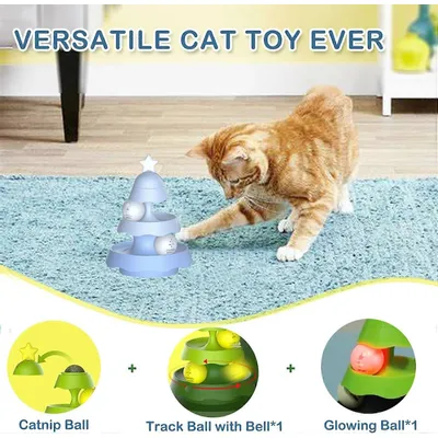 UAMLY Jouets pour chats à roulettes à 2 niveaux avec herbe à chat
