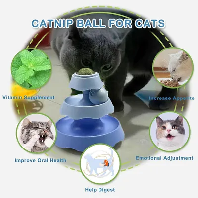 UAMLY Juguetes rodantes para gatos de 2 niveles con hierba gatera