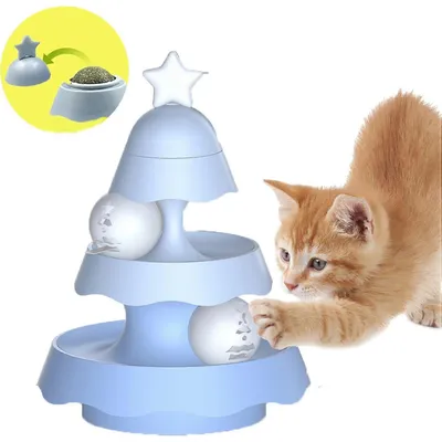UAMLY Jouets pour chats à roulettes à 2 niveaux avec herbe à chat