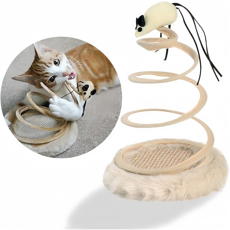Pet Planet Chats Jouet Interactif en Peluche avec Spiral Spring