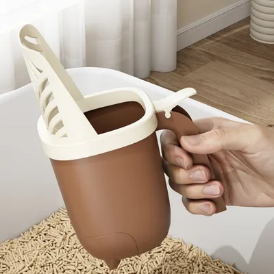 FurryFusion Pelle à litière pour chat avec seau de rangement