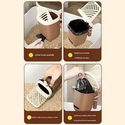 FurryFusion Pelle à litière pour chat avec seau de rangement