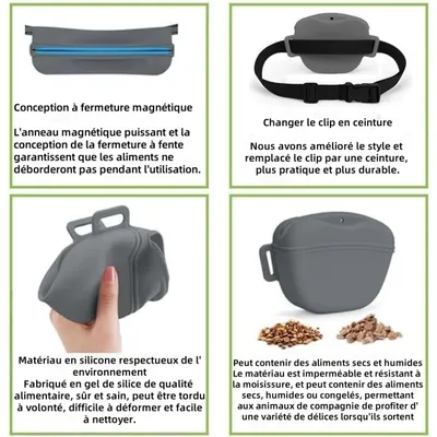 Pet Planet Chiens Sac À Friandises En Silicone Avec Ceinture
