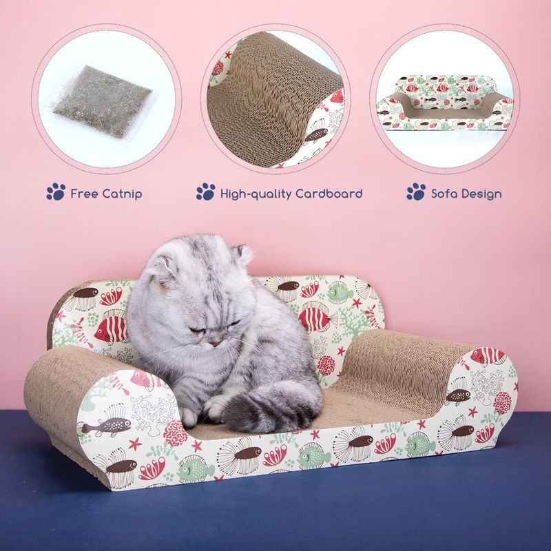 Planche à gratter pour chat, canapé avec herbe à chat
