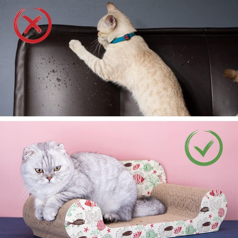 Planche à gratter pour chat, canapé avec herbe à chat