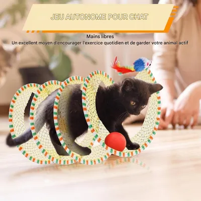Pet Planet Chats Tunnel Jouet avec Ressort Interieur