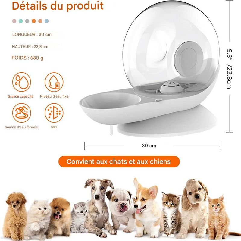 IntiMeg Fontaine à eau automatique pour chat et chien