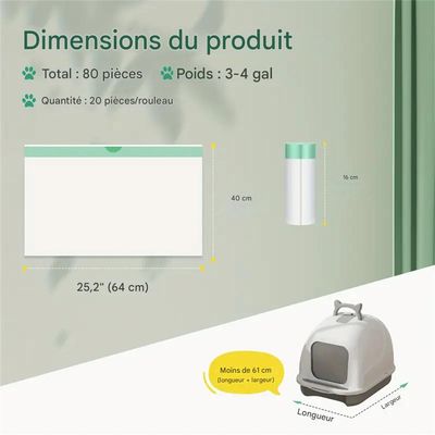 IntiMeg Lot de 40 sacs à litière pour chat