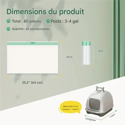 IntiMeg Lot de 40 sacs à litière pour chat