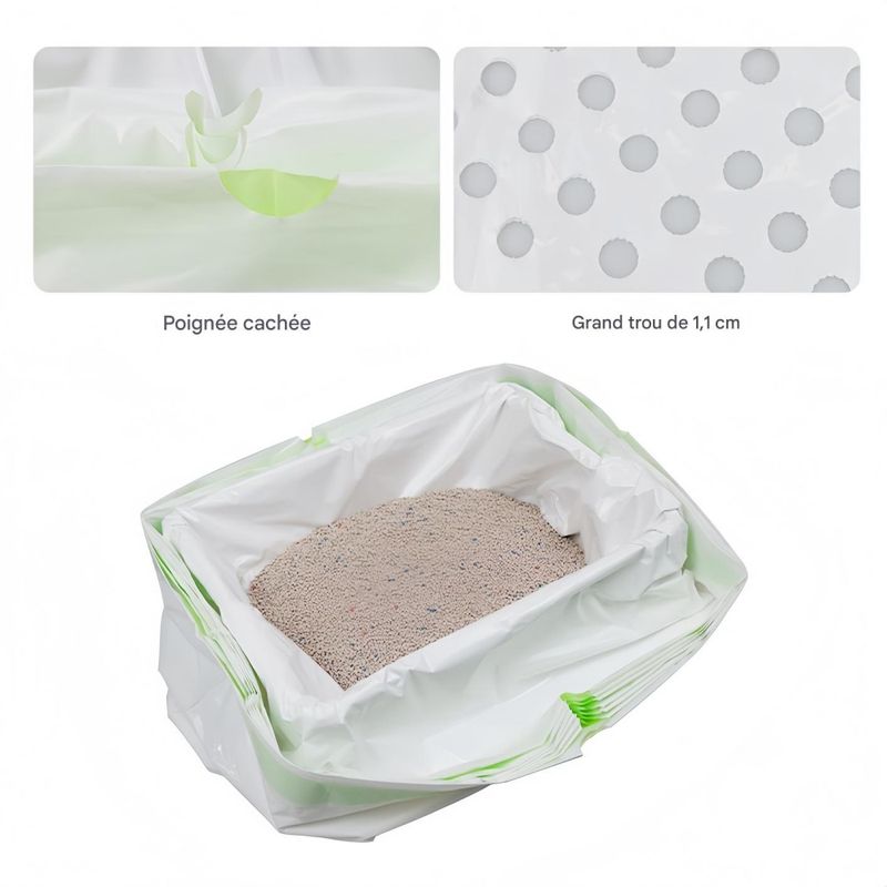 FurryFusion Sac à litière pour chat (7 pièces)