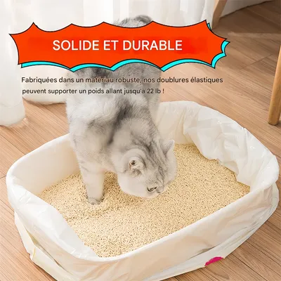 Pet Planet Lignes de bac à litière pour chat résistantes avec cordons