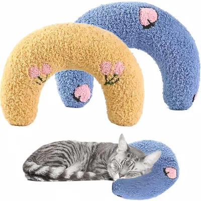 Pet Planet Almohada en forma de U con diseño de gatos y cachorros
