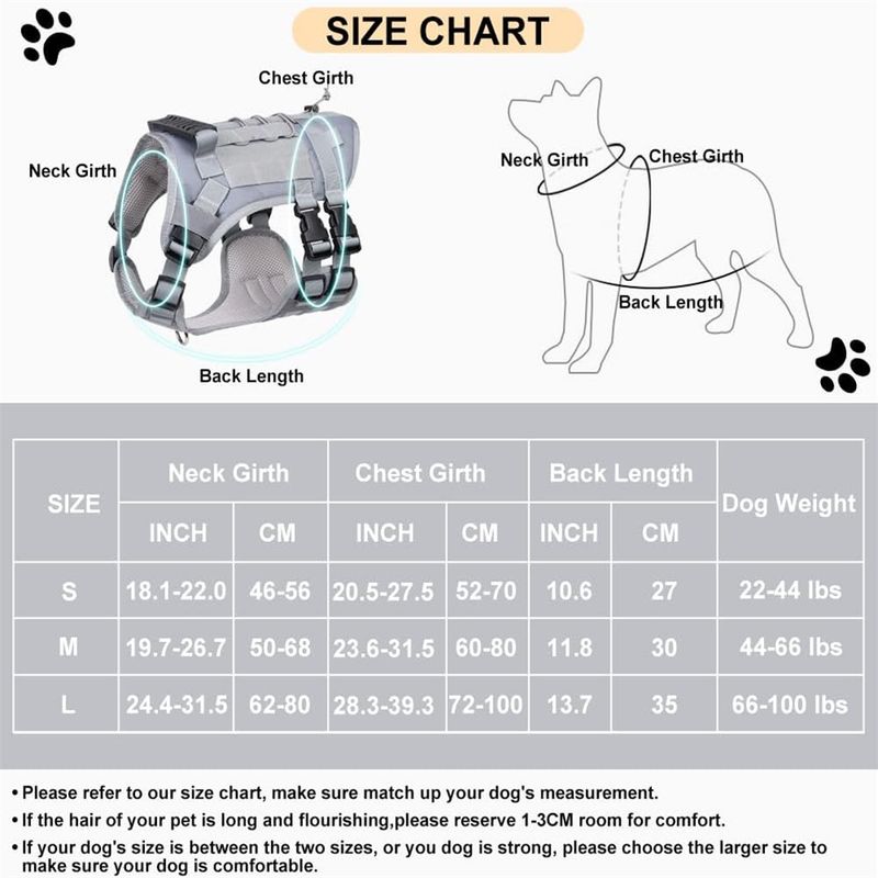 IntiMeg Harnais tactique pour chien en nylon 1000D