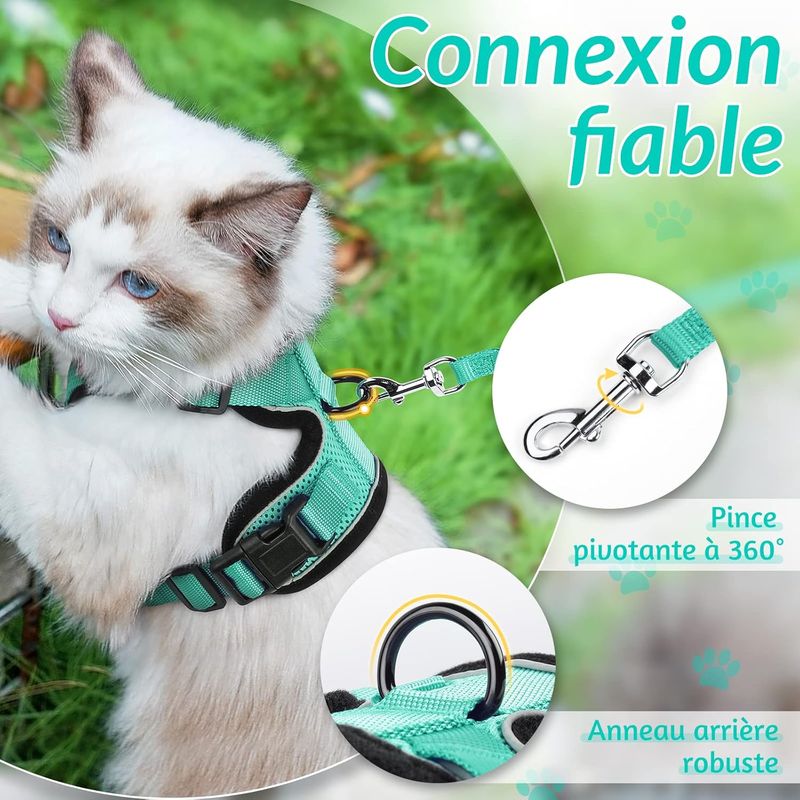 UAMLY Harnais et laisses réfléchissants pour chats(Vert)